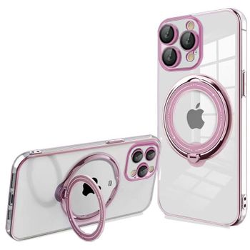 Cool Funda Ring Magnética Rosa para iPhone 15 Pro