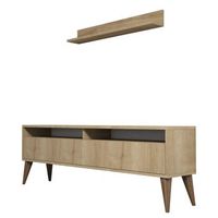 mueble tv con estante best roble