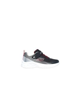 Zapatillas Skechers Microspec II - Zovri Niño Negro Silver & Rojo
