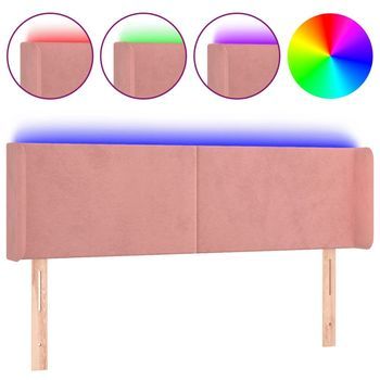 Cabecero，cabecero Cama，panel De Cabecera Con Led De Terciopelo Rosa 147x16x78/88 Cm