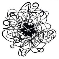 reloj de pared big doodle o90 cm en hierro negro con numeros y marco tejido diseno decorativo moderno agujas blancas fabricado en italia