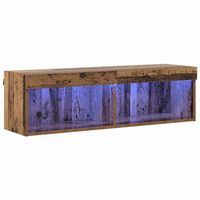 conjunto de mueble de tv  mueble de salon  gabinete de tv con led madera vieja 100 x 30 x 30 cm