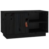 mueble de tv de madera maciza de pino negro 70x34x40 cm