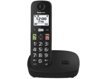Teléfono - Panasonic KX-TGU110, Pantalla Retroiluminada, Botones Grandes, Compatible con Audífonos, Negro