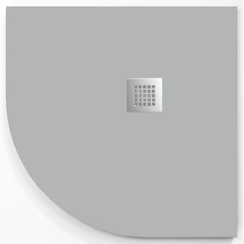 Plato De Ducha Onda Curve Ceniza 80x80 Cm (radio 50) Rejilla Inox