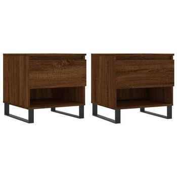 2 Uds Mesas De Centro - Mesas De Café Madera Ingeniería Roble Marrón 50x46x50cm