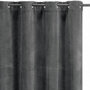 Cortina Lisa Vivaraise Elise De Terciopelo Algodón 100% - Tonnerre - 140 X 280 Cm