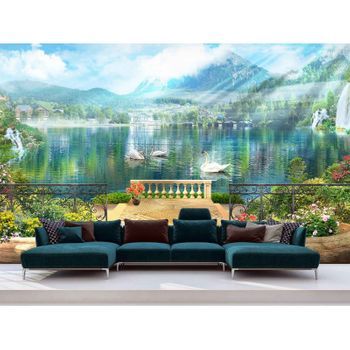 Fotomural Vinilo Lago Cisnes 350 X 250 Cm