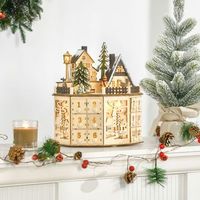 calendario de adviento navidad de madera homcom 25x20x29 cm natural