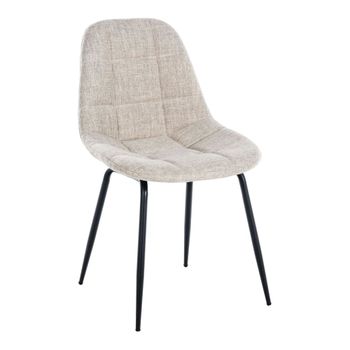 Silla con patas de metal y asiento en Tela Crema