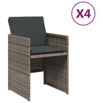 Pack 4 Uds Sillones De Jardín | Silla De Jardín | Silla De Exterior Con Cojines Ratán Sintético Gris