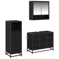 juego de muebles de bano 3 uds roble negro 80 x 33 x 60 cm vidaxl
