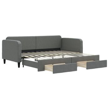 Sofá Cama | Cama Para Adultos Nido Con Cajones Tela Gris Oscuro 90x200 Cm