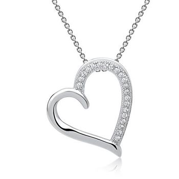 Cadena colgante corazón plata 925 circonita
