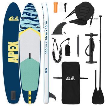 Tabla Sup Con Asiento 2-en-1 Apex 305 X 76 X 15 Cm Azul Para Vidaxl
