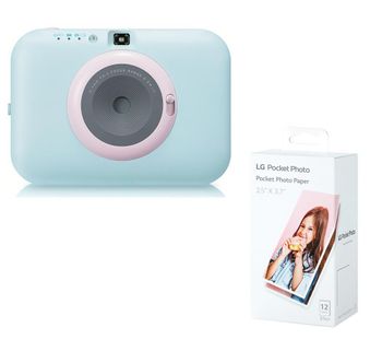 LG Pocket Photo PC389S Instant Camera & Photo Paper Bundle - Blue, Blue