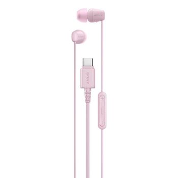 Auriculares Sony IER-EX15C con cable USB-C para llamadas y música con micrófono rosa
