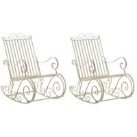 set de 2 mecedoras de hierro smilla metal crema antiguo 90x56x94 cm clp