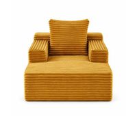 sofa chaise longue individual - diseno moderno de pana sofa cama sin montaje y sillon relax comodo - amarillo