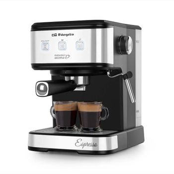 Orbegozo EX 5210 - Cafetera para espresso y capuccino, 20 bar de presión, depósito 1,5 litros, café molido y monodosis, vaporizador, 1100 W