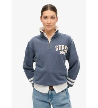 Superdry para mujer. W2012197A Sudadera con media cremallera y aplicación Athletic Essentials azul (M), Casual, Algodón