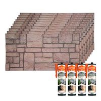 set de 10 paneles decorativos efecto piedra natural en eps  4 botes de adhesivo de montaje
