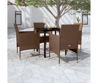 juego de comedor de jardin 5 piezas con cojines marron y negro vidaxl