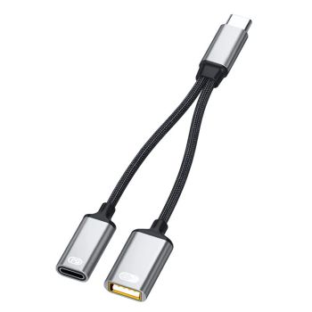 Divisor de cable USB-C a USB 2.0 PD3.0 adaptador OTG convertidor para computadora portátil y teléfono