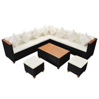 muebles de jardin y cojines 7 piezas ratan sintetico negro vidaxl