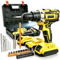 taladro percutor inalambrico portatil de 21 v kit de taladro electrico con baterias duales destornillador electrico accesorios completos estuche de herramientas para trabajos de perforacion y