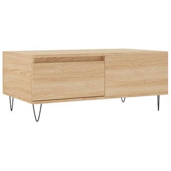 Mesa De Centro Madera Contrachapada Roble Sonoma 90x50x36,5 Cm Vidaxl
