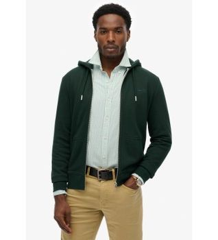 Superdry para hombre. M2014128A Sudadera con capucha y cremallera Essential Logo verde (M), Casual, Algodón