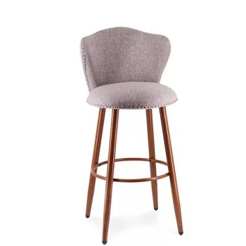 Taburete alto con reposapiés tapizado gris topo