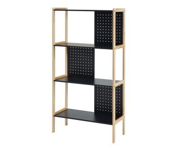 Librería dønna de 4 niveles mdf 120x63x28cm - negro/madera [en.casa]