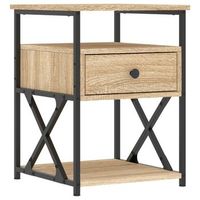 mesita de noche  mesilla de noche madera de ingenieria roble sonoma 40x42x55 cm