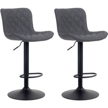 Set De 2 Taburetes De Bar Emma Tela Negro 54x48x83 Cm Clp