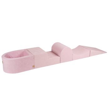 Meowbaby Parque Infantil De Espuma Con Piscina Sin Bolas, Terciopelo, Rosa Empolvado
