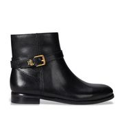 lauren ralph lauren para mujer 802967768001 botines de piel brunida brooke ii negro 36 plano cremallera casual