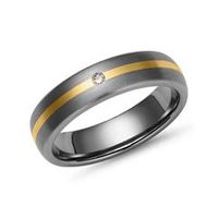 anillo de titanio mate con incrustacion de oro 14 quilates