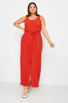 Yours Vestido Largo Rojo De Tirantes Anchos, Mujer Curvy Y Tallas Grandes, Yours