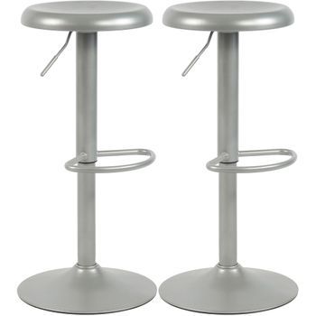Juego De 2 Taburetes De Bar Williston Metal Plateado 38.5x38.5x58 Cm Clp