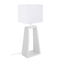 lampara de mesa madera blanco pantalla blanco