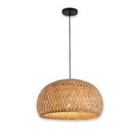 lampara colgante 1l de bambu y acero negro o46 cm