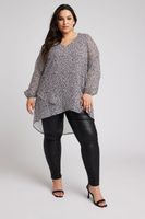 yours london blusa negra dalmata con bajo cruzado mujer curvy y tallas grandes yours london