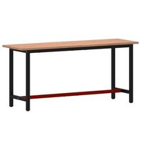 banco de trabajo madera maciza de haya y metal 180x55x815 cm vidaxl