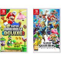 nintendo switch super smash bros ultimate  new super mario bros u deluxe bundle