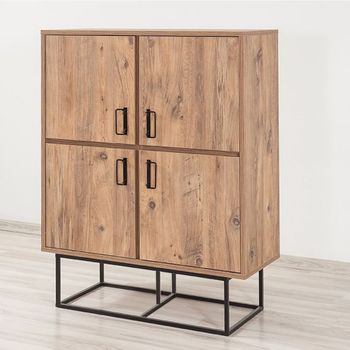 Aparador industrial de madera y metal con 4 puertas y 8 espacios de al