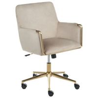 silla ejecutiva de oficina asiento inclinable acolchado grueso terciopelo beige altona