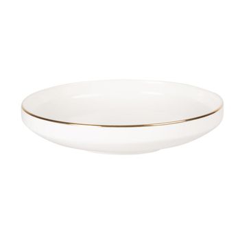 Plato hondo de porcelana blanca y dorada