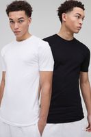 pack de 2 camisetas basicas ajustadas al musculo con cuello de caja mono